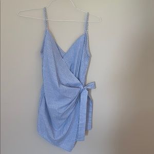 Light Blue Striped Romper